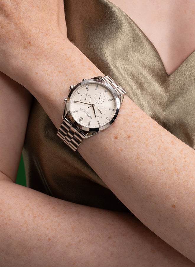 OLIVIA BURTON ساعة نسائية مستديرة متعددة الوظائف بحافظة من الفولاذ المقاوم للصدأ - Image 3