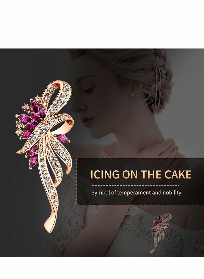 Excefore - Brooches for Women, Set of 2 Rhinestone Brooch Pins, Elegant Gold Crystal Floral Wedding Bouquet - Image 1