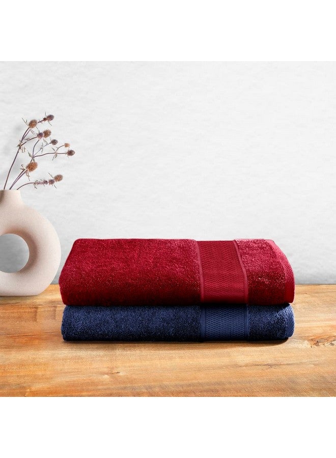 Wakefit Bath Towels | 500 GSM | 100% Cotton Terry | 2 Pieces | Large Size for Men and Women (Chilli Pepper, Navy Blue) - Image 1