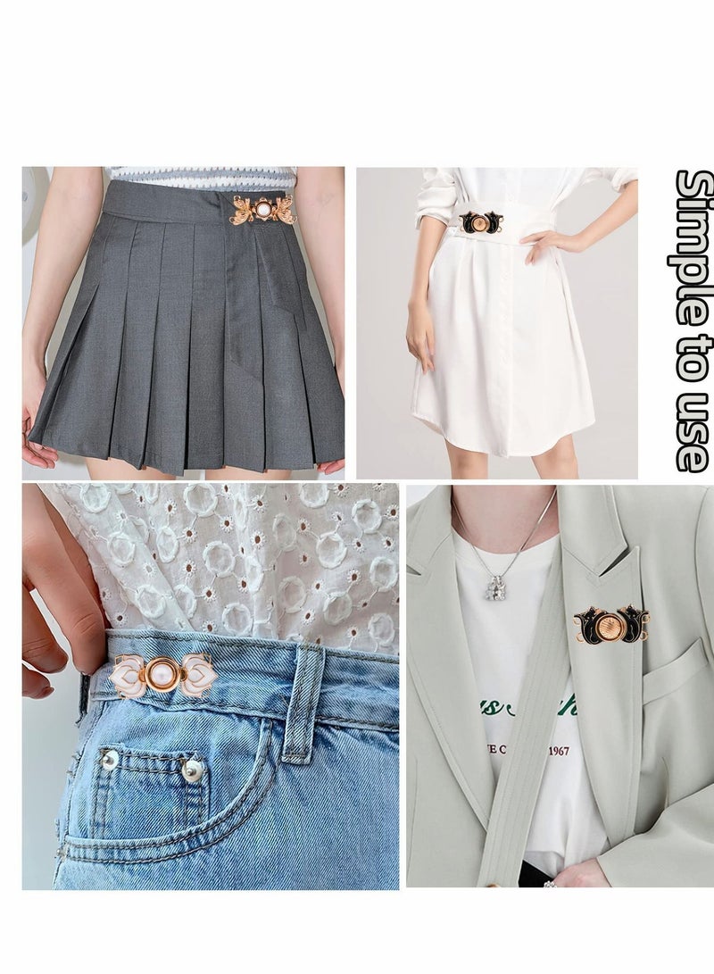 Y&D Jean Waist Adjustment Buckle Buttons 11 Pcs Pant Clips for Fashion DIY Sewing Button Dress Jeans Too Big Loose Adjustable Tightener Flower - Image 5