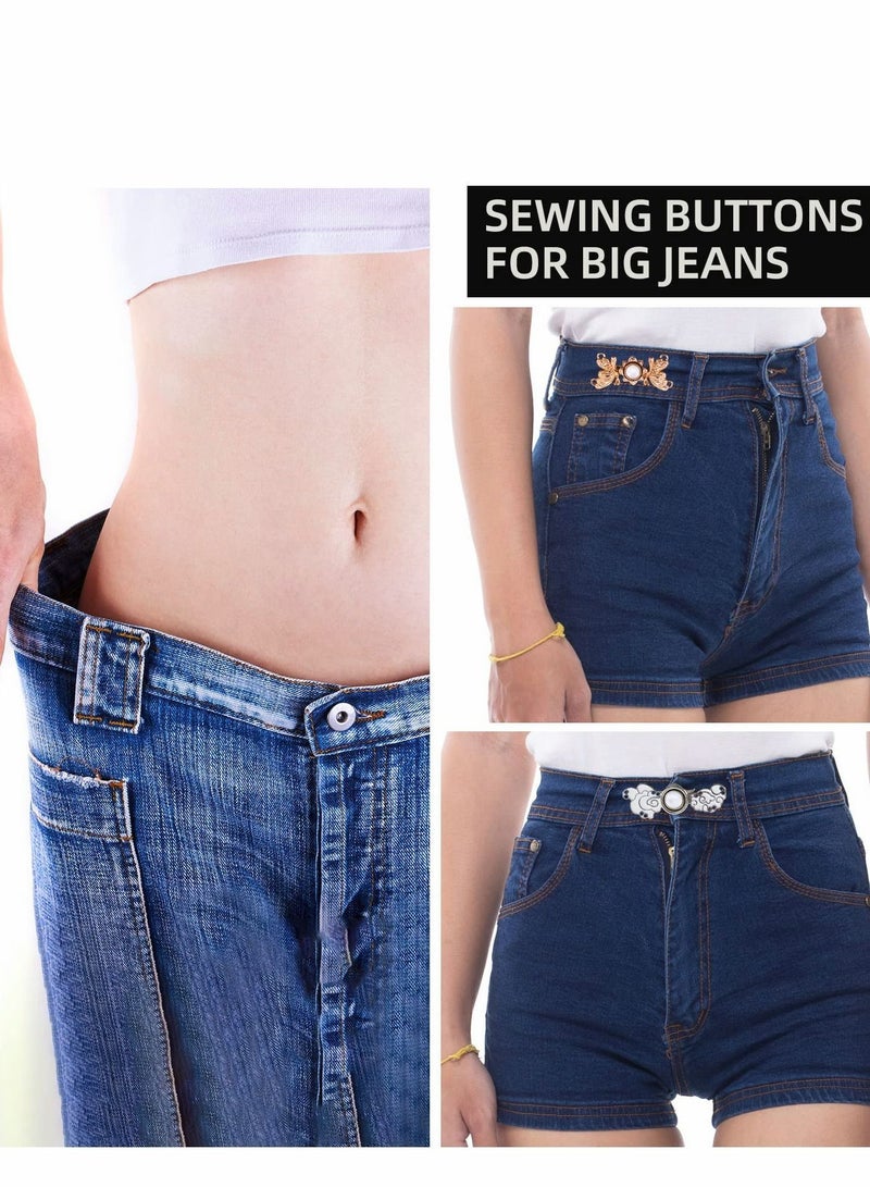 Y&D Jean Waist Adjustment Buckle Buttons 11 Pcs Pant Clips for Fashion DIY Sewing Button Dress Jeans Too Big Loose Adjustable Tightener Flower - Image 4