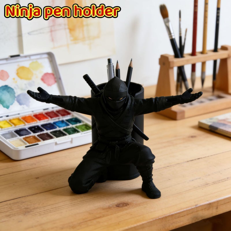 Ninja Pen Holder Desktop Organizer Figure Multifunctional Pen Stand Decoration Max 5.04 Inch - Image 1