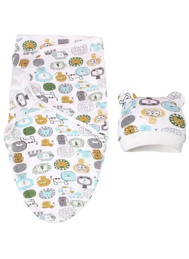 3Pcs Delicate Knitted Baby Swaddle Set with Cute Hat for 0-3 Months Ultra-Soft Comfortable and Lightweight Cotton Infant Swaddle Wrap