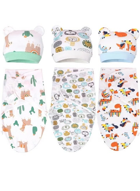 3Pcs Delicate Knitted Baby Swaddle Set with Cute Hat for 0-3 Months Ultra-Soft Comfortable and Lightweight Cotton Infant Swaddle Wrap