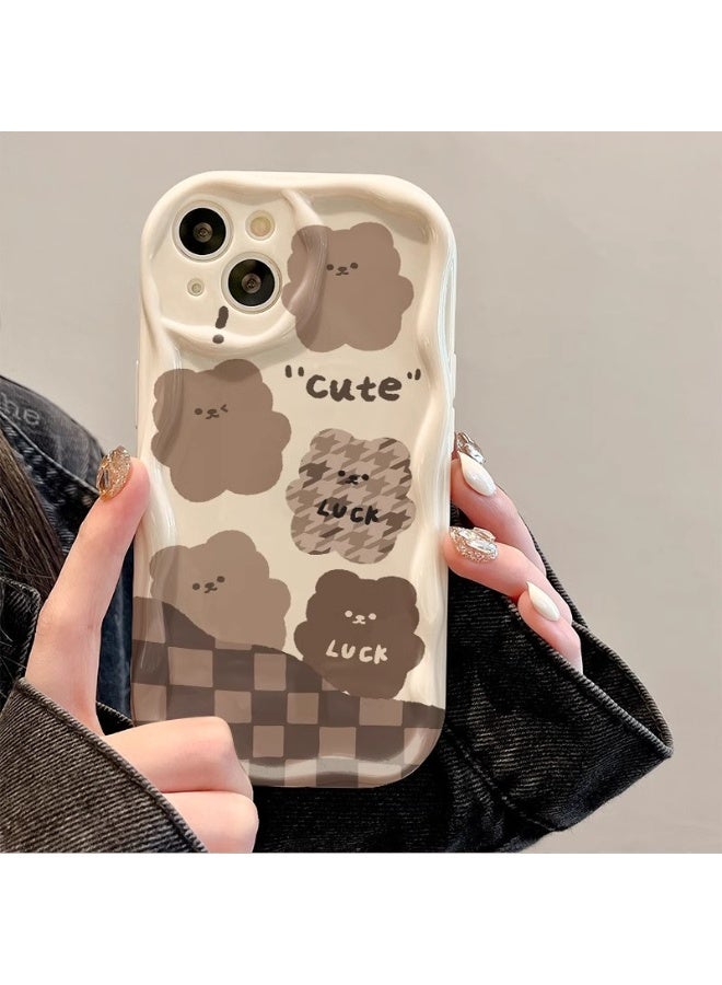 NIBEMINENT White Brown Coffee Teddy Protective TPU Case Cover For iPhone 15