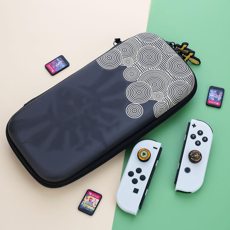 GLDRAM Theme for Zelda Travel Carrying Case for Nintendo Switch OLED Model, Portable Accessories Switch OLED Case Protector with 2 Tears of the Kingdom Thumb Grip Caps - Image 4