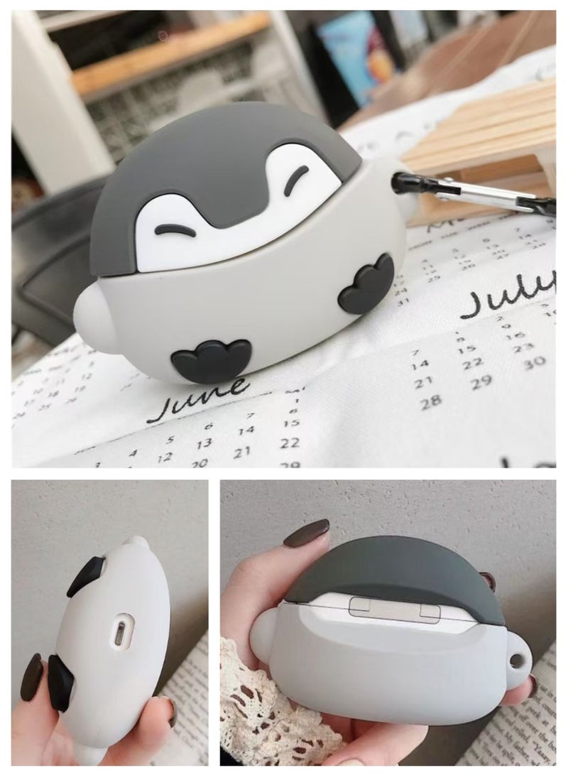UrbanNest For Airpods Pro/Pro2, Silicon Protective Case with Hook, Penguine, Cute, Funny, Grey, Gift  - Image 2