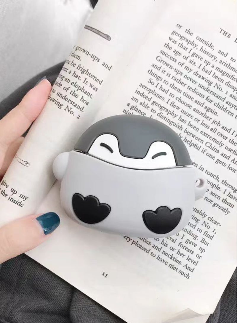 UrbanNest For Airpods Pro/Pro2, Silicon Protective Case with Hook, Penguine, Cute, Funny, Grey, Gift  - Image 4