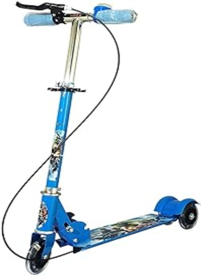 Qualimate Scooter for Kids 3 Wheeler Foldable Kick Skating Cycle with Brake and Bell, LED on Wheels and Height Adjustable for Boys and Girls Above 3 Years
