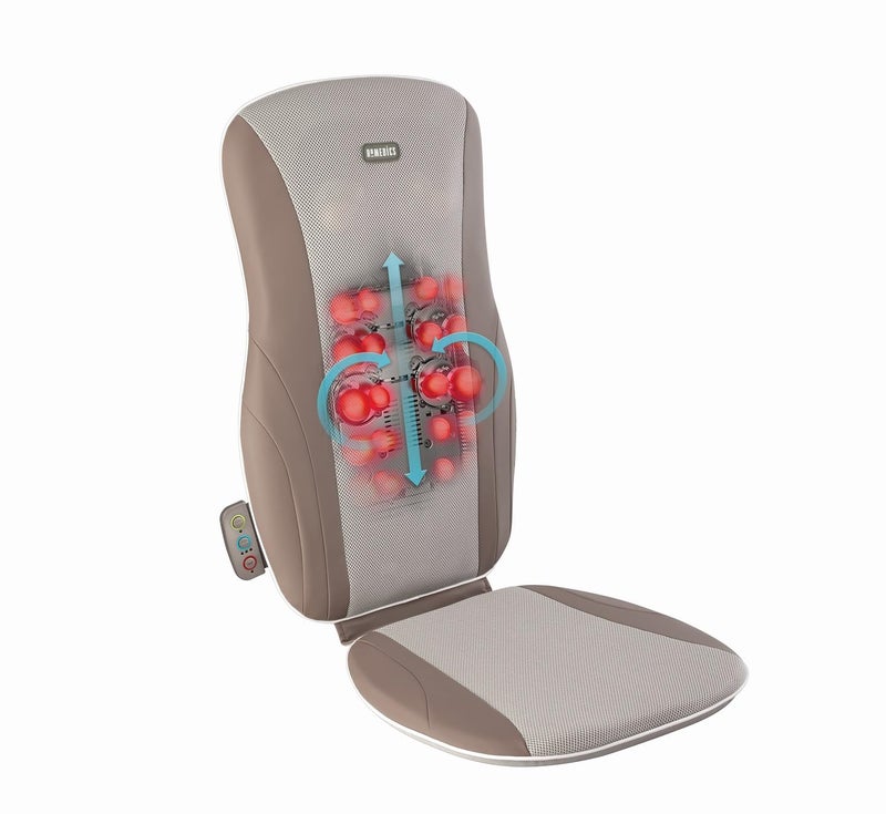 HoMedics وسادة تدليك الظهر من هوميدكس شياتسو مع سرعات قابلة للتعديل وحرارة مريحة تناسب معظم الكراسي، بني، 1 قطعة - Image 1