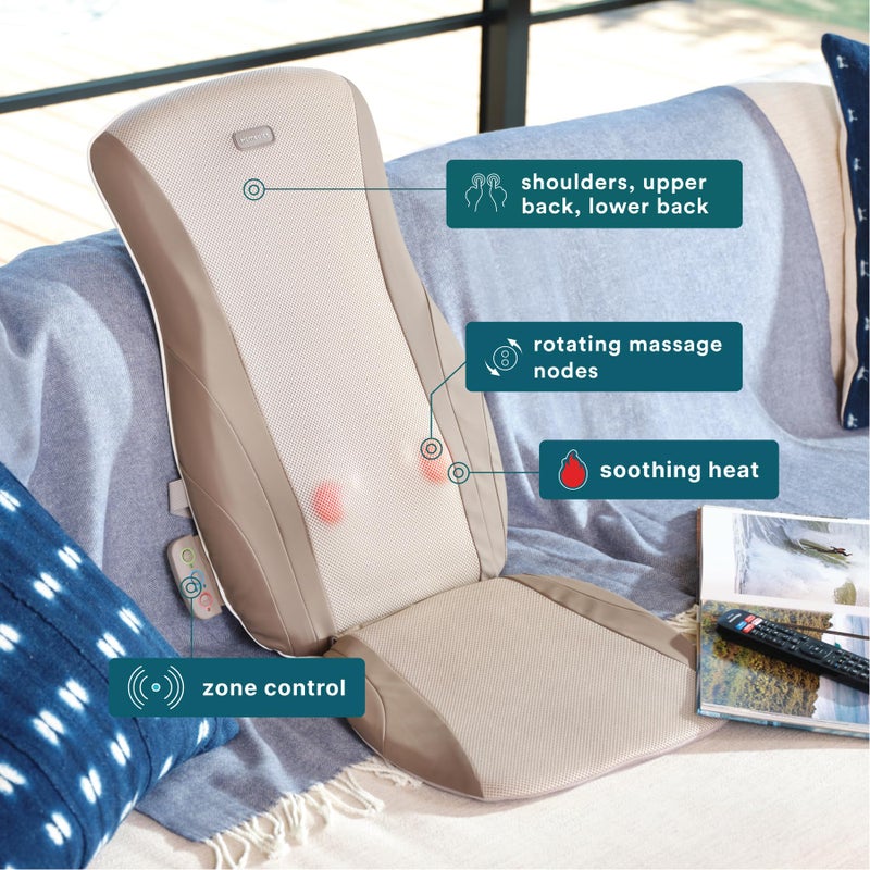 HoMedics وسادة تدليك الظهر من هوميدكس شياتسو مع سرعات قابلة للتعديل وحرارة مريحة تناسب معظم الكراسي، بني، 1 قطعة - Image 3