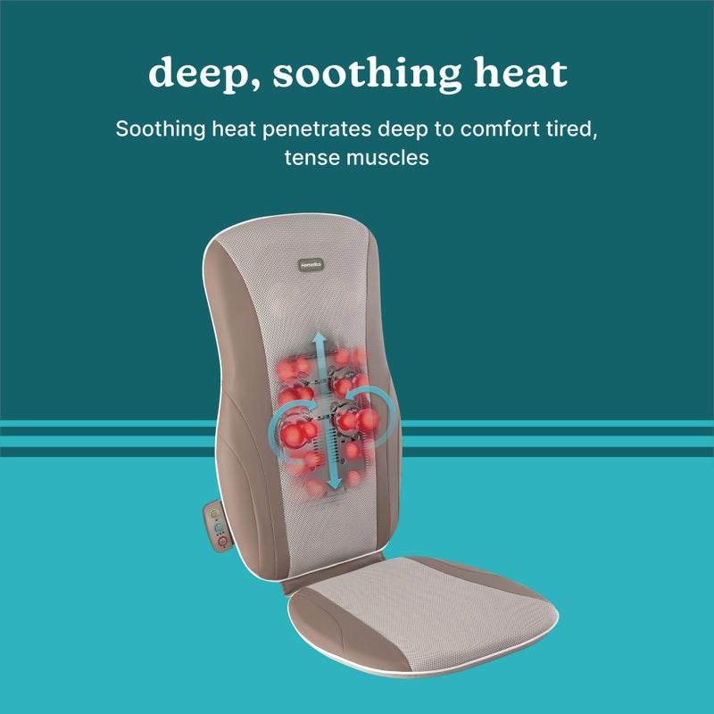 HoMedics وسادة تدليك الظهر من هوميدكس شياتسو مع سرعات قابلة للتعديل وحرارة مريحة تناسب معظم الكراسي، بني، 1 قطعة - Image 4