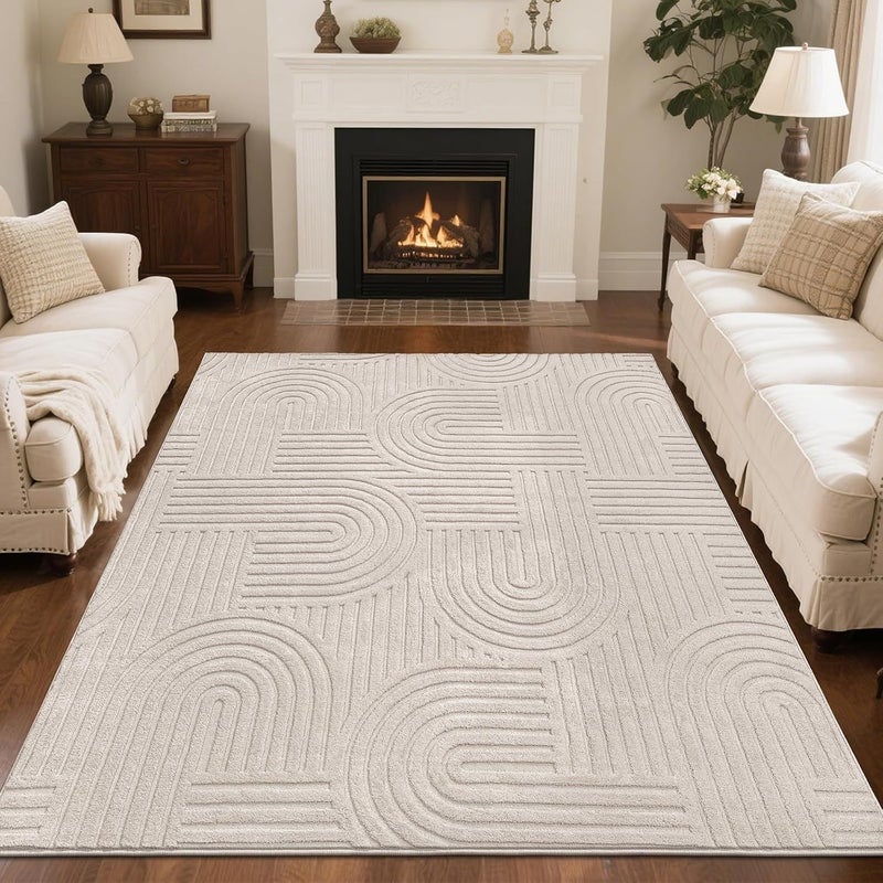 Simple Line Design Crystal Velvet Faux Cashmere Rug for Living Room Hallway - Image 4