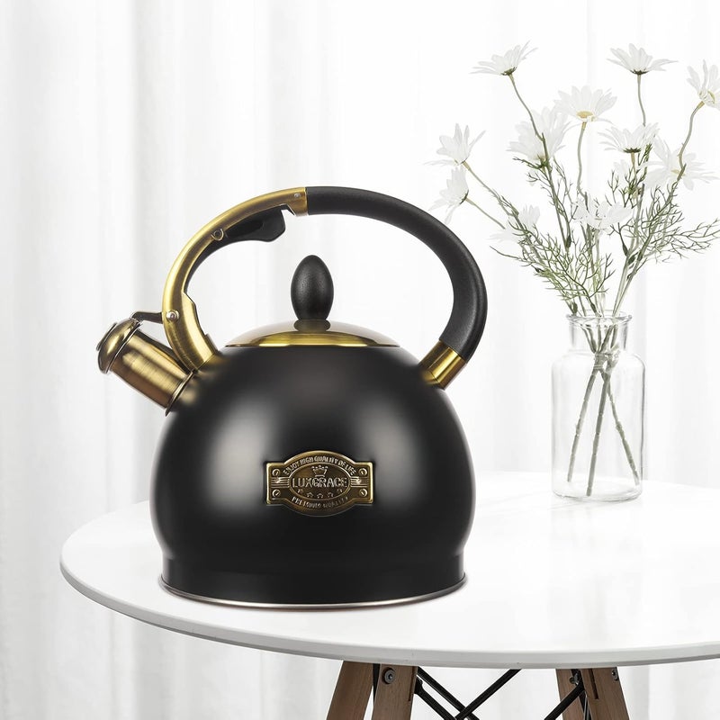 LUXGRACE 3Quart Whistling Tea Kettle Classic Teapot Stainless Steel Teakettle with Cool Grip for Stovetop - Image 3
