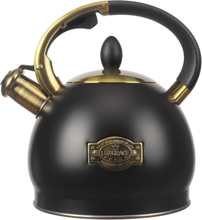 LUXGRACE 3Quart Whistling Tea Kettle Classic Teapot Stainless Steel Teakettle with Cool Grip for Stovetop - Image 1