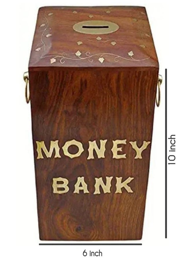 MITRIA TRADERS Money Bank - Big Size Master Size Large Piggy Bank Wooden 25x15x15 CM for Kids and Adults (Brown) (Large Money Bank(10x 6 INCH)) - Image 4