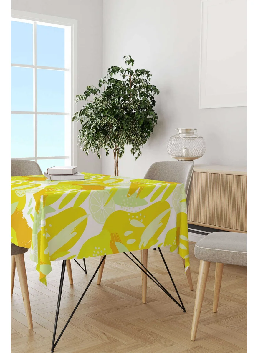 Cango Home White Yellow Lemon Patterned Digital Printed Tablecloth OYTYK923-MS