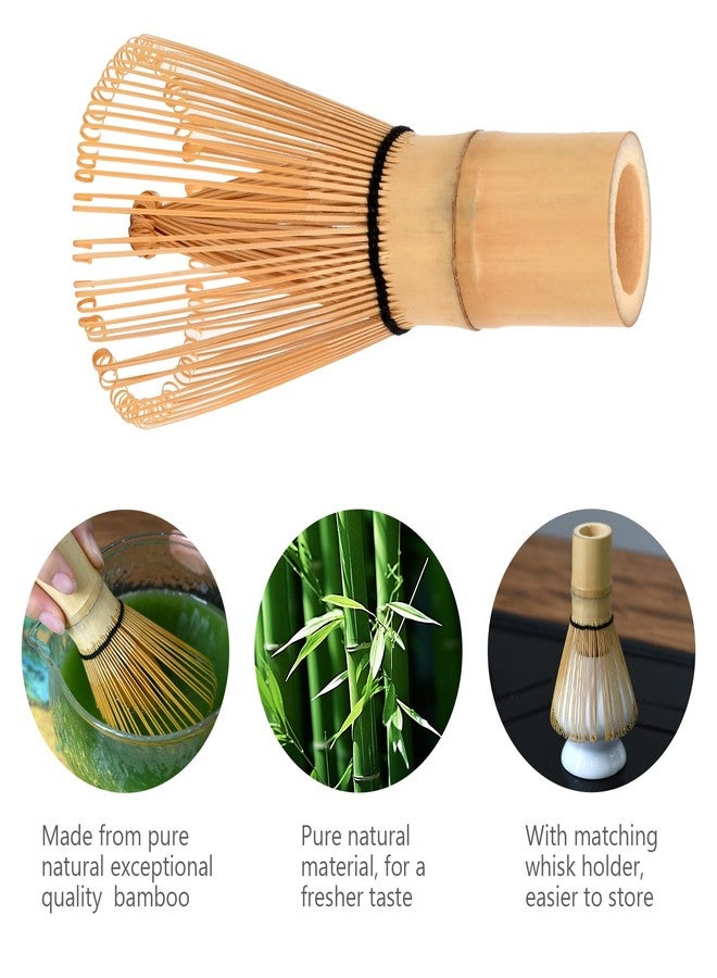 MFBJXC 7 Pcs Matcha Whisk Set, Ceramic Matcha Set Includes Matcha Bowl, Bamboo Matcha Whisk and Holder, Bamboo Scoop, Scoop Holder, matcha sifter and Tea Towel - Matcha Kit for Matcha Lovers（White） - Image 3