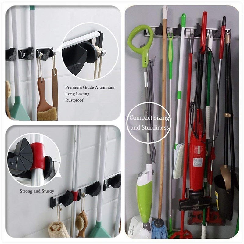 Puffin MultiFunctional Mop Rack Senior Aluminum Clip On Tool Holder and Garden Tool Organizer for Rake or Mop Handles - Image 4