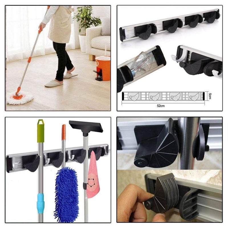 Puffin MultiFunctional Mop Rack Senior Aluminum Clip On Tool Holder and Garden Tool Organizer for Rake or Mop Handles - Image 3