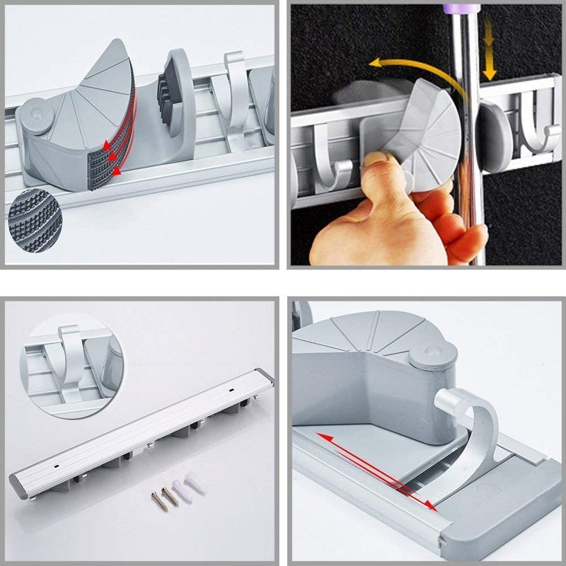 Puffin MultiFunctional Mop Rack Senior Aluminum Clip On Tool Holder and Garden Tool Organizer for Rake or Mop Handles - Image 5