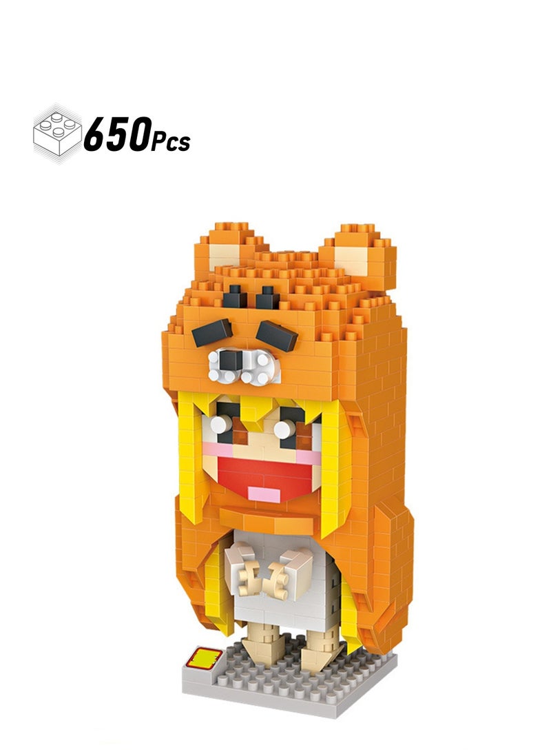 650pcs Orange Hat Girl Model Set Building Blocks Leisure Stress Relief Assembling Building Assembly Toys Children Adult Home Decorations - Image 1