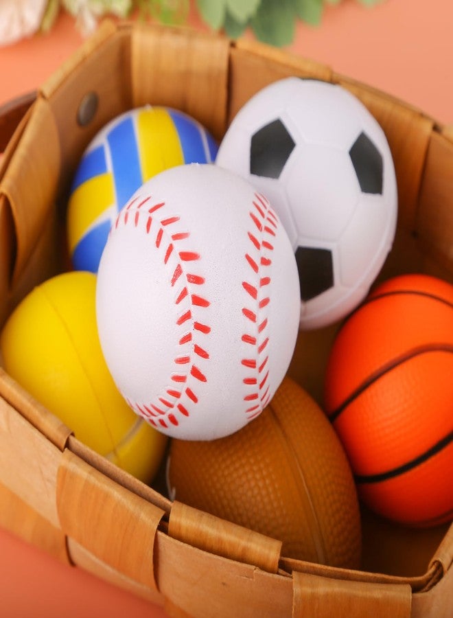MCPINKY 6PCS Foam Stress Balls Bulk, 2.5inch Mini Sports Squeeze Balls Basketball Football Baseball Soccer Tennis Volleyball Toys for Kids Adults Party Favors - Image 4