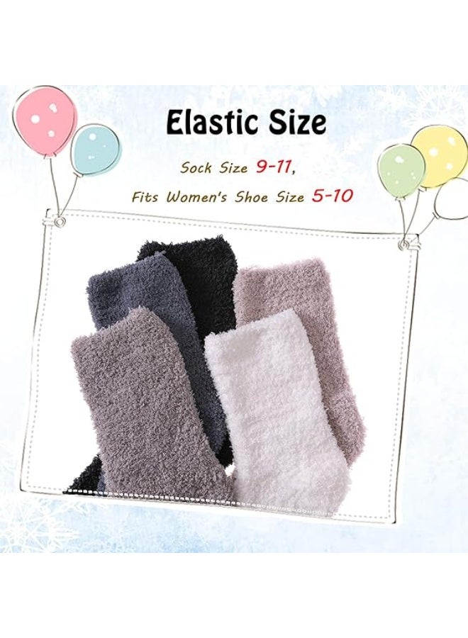 Bukela 5 Pairs Womens Super Soft Fuzzy Plush Warm Winter Home Sleeping Slipper Socks - Image 3