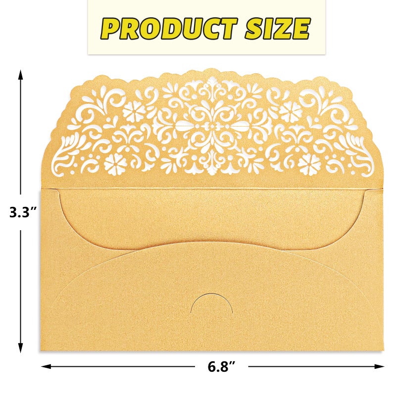 WorldBazaar 24PCS Gold Money Envelopes for Cash Glitter Wedding Envelopes for Cash Gift Laser Cut Currency Holders Ramadan Birthday Religious Bussiness Party Supplies - Image 2