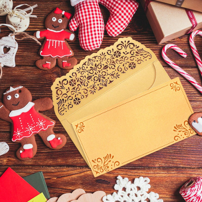 WorldBazaar 24PCS Gold Money Envelopes for Cash Glitter Wedding Envelopes for Cash Gift Laser Cut Currency Holders Ramadan Birthday Religious Bussiness Party Supplies - Image 4