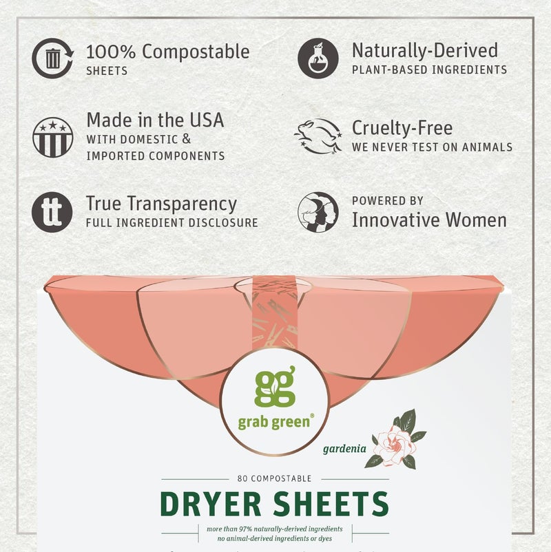 Grab Green Dryer Sheets, 160 Sheets, Lavender Vanilla Scent, Plant Based, Softens Fabrics, Reduces Static Cling and Wrinkles - Image 2