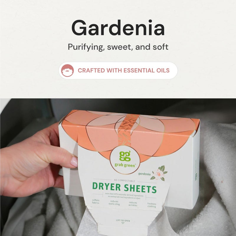 Grab Green Dryer Sheets, 160 Sheets, Lavender Vanilla Scent, Plant Based, Softens Fabrics, Reduces Static Cling and Wrinkles - Image 3