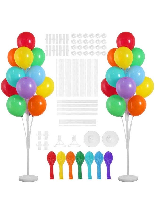 RUBFAC - Balloon Column Stand Kit 2 Sets Balloon Stand With Colorful Balloons Base And Pole Balloon Column Kit For Floor Or Table Backdrop Decoration For Party Wedding Baby Shower Birthday Graduation - Image 1