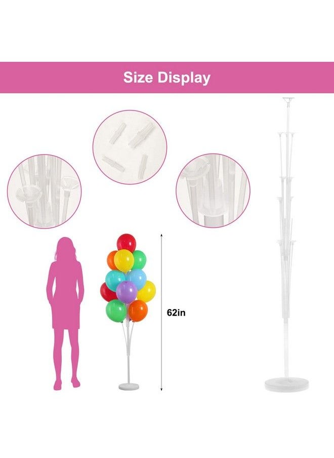 RUBFAC - Balloon Column Stand Kit 2 Sets Balloon Stand With Colorful Balloons Base And Pole Balloon Column Kit For Floor Or Table Backdrop Decoration For Party Wedding Baby Shower Birthday Graduation - Image 1