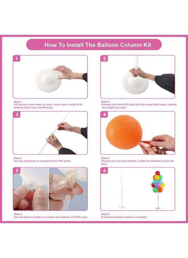 RUBFAC - Balloon Column Stand Kit 2 Sets Balloon Stand With Colorful Balloons Base And Pole Balloon Column Kit For Floor Or Table Backdrop Decoration For Party Wedding Baby Shower Birthday Graduation - Image 1