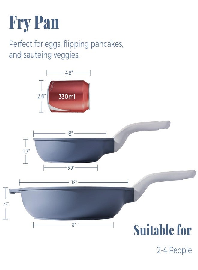 PRICUSIS Nonstick Ceramic Frying Pan Set, Non Toxic Nonstick Skillet, Healthy Egg & Omelet & Chef's Pan, PTFE PFOA & PFAS Free, Induction Compatible (10+12 Inch) - Image 2