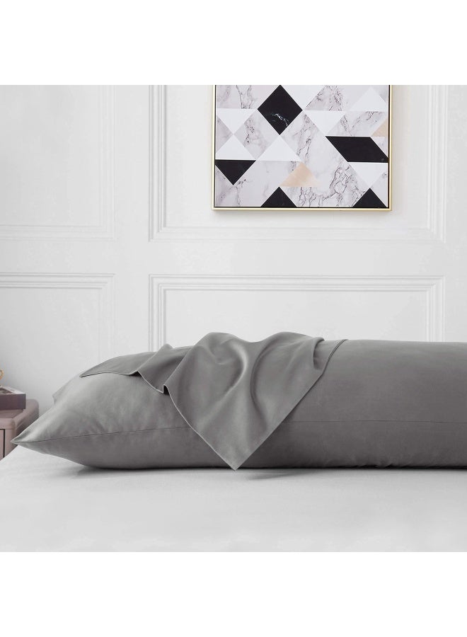 Leeden Body Pillow Cover  100  Cotton 800 Thread Count 21   54 Breathable Long Pillow Protector Case W No Zipper  Light Grey - Image 2