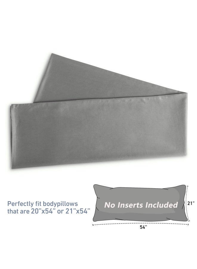 Leeden Body Pillow Cover  100  Cotton 800 Thread Count 21   54 Breathable Long Pillow Protector Case W No Zipper  Light Grey - Image 3