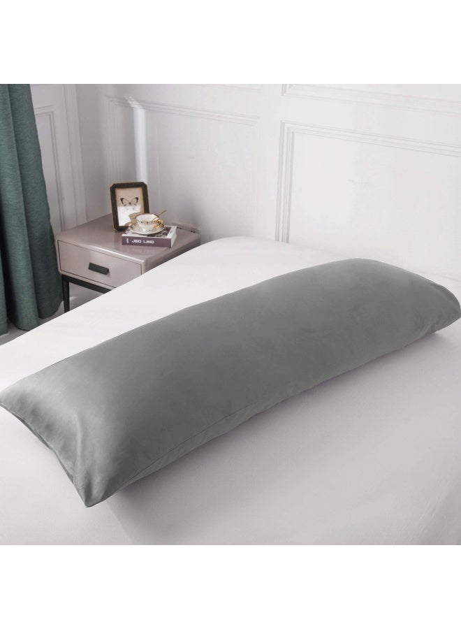 Leeden Body Pillow Cover  100  Cotton 800 Thread Count 21   54 Breathable Long Pillow Protector Case W No Zipper  Light Grey - Image 5