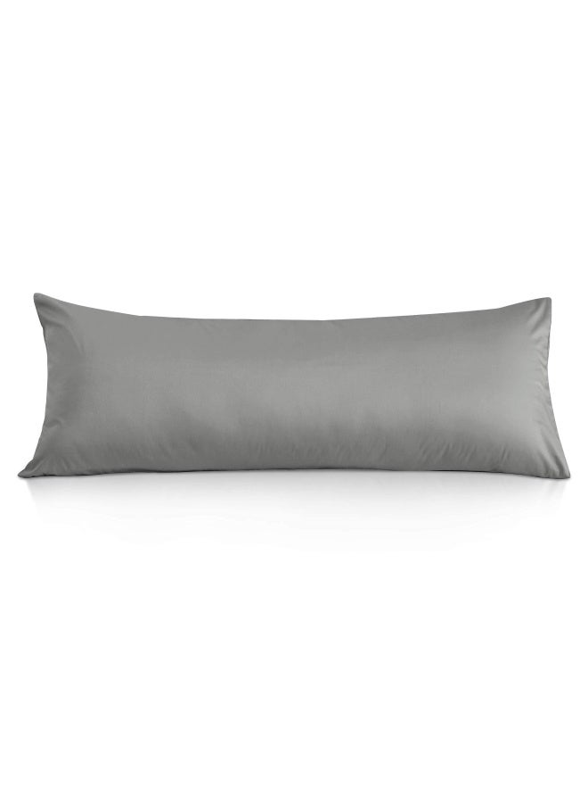 Leeden Body Pillow Cover  100  Cotton 800 Thread Count 21   54 Breathable Long Pillow Protector Case W No Zipper  Light Grey - Image 1