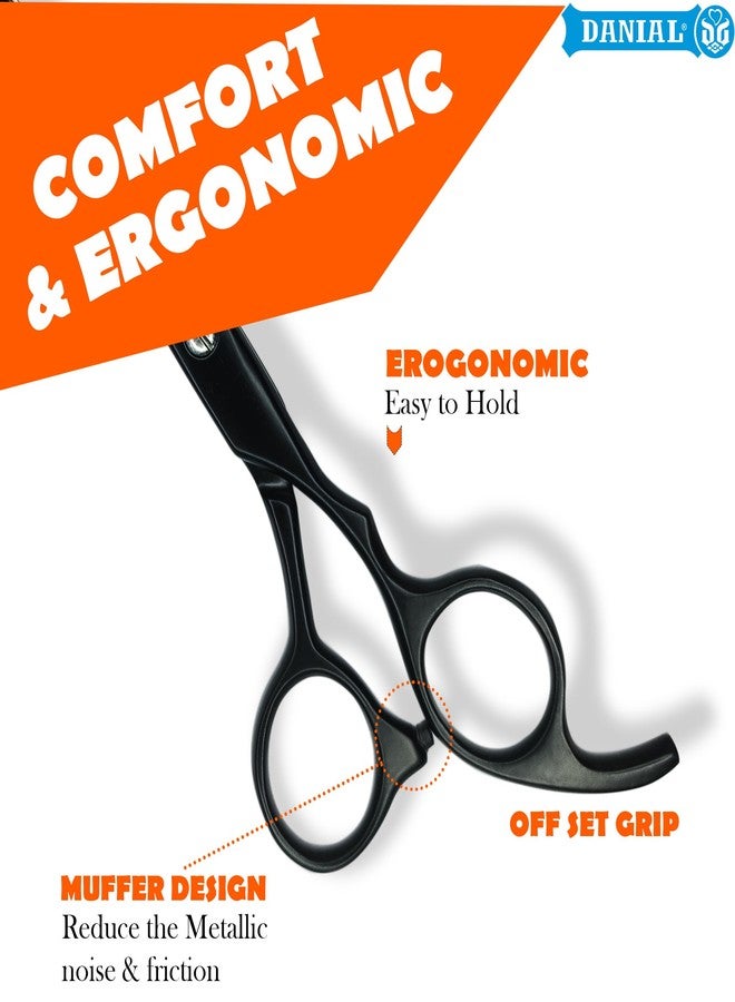 DANIAL High Carbon Razor Cut Stainless Steel Hair Cutting Scissors - Professional Barber Scissors for Men and Women - Ideal for Beard, Moustache, and Nose Trimming 7 INCH (BLACK) - Image 2