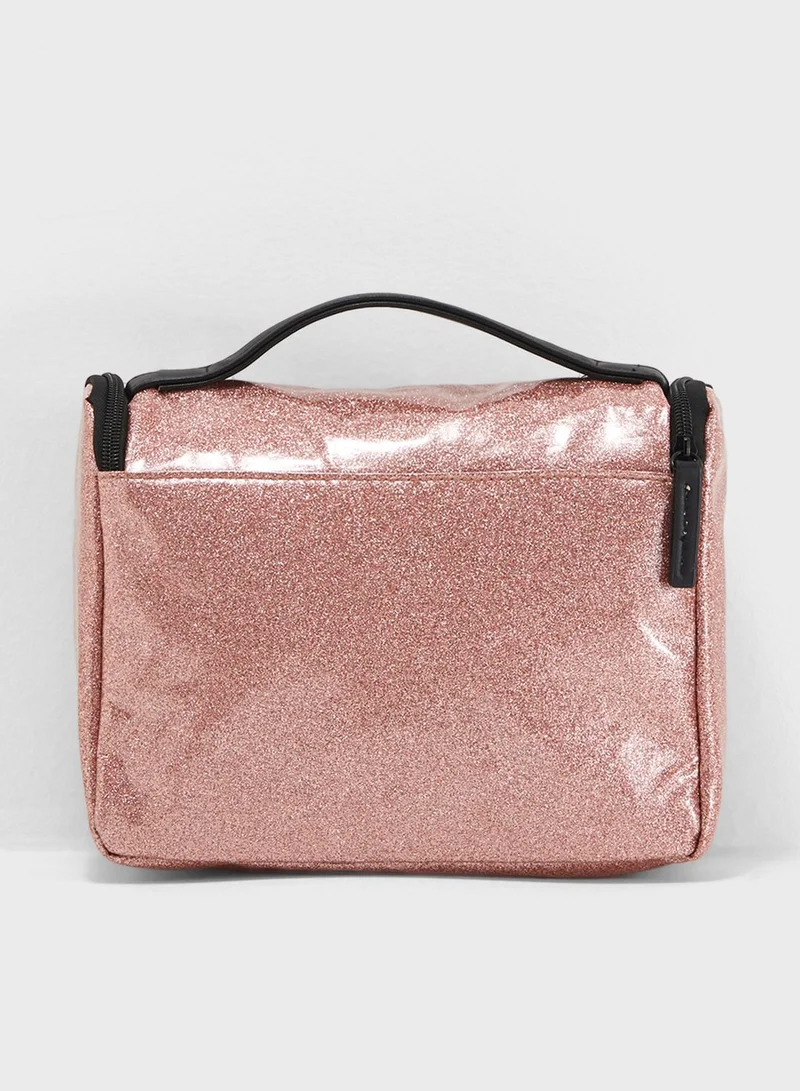 Typo Glitter Hanging Cosmetic Bag
