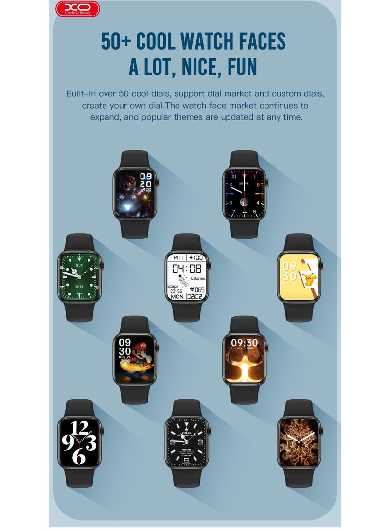 XO ساعة ذكية من INET، مستشعر G ذكي مدمج، مستشعر معدل ضربات القلب IP67 مقاوم للماء ومتوافق مع Android وIOS (أسود) - Image 3