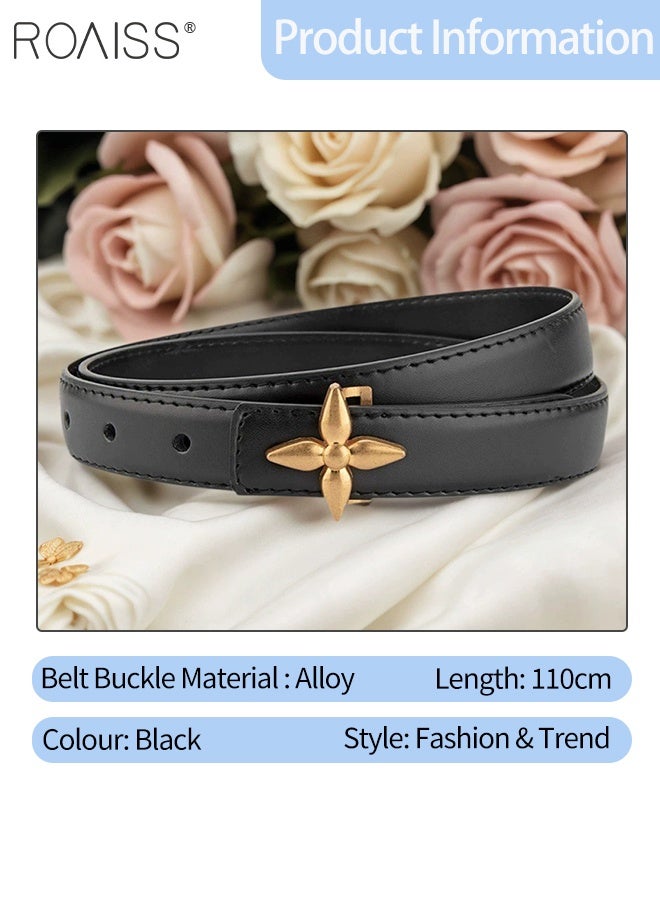 roaiss Women's Gold Buckle Belt, Simple Decorative Belt Can be Matched with Jeans, Dresses, Casual Wear and Street Wear, Suitable for Daily Commuting, Parties, Weddings Versatile Accessories - Image 3