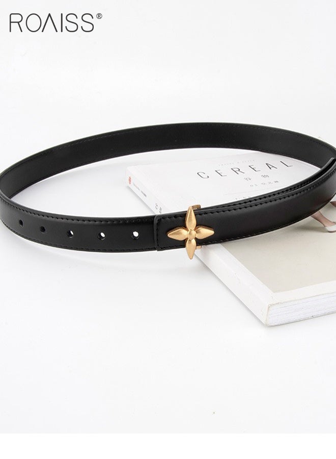 roaiss Women's Gold Buckle Belt, Simple Decorative Belt Can be Matched with Jeans, Dresses, Casual Wear and Street Wear, Suitable for Daily Commuting, Parties, Weddings Versatile Accessories - Image 4