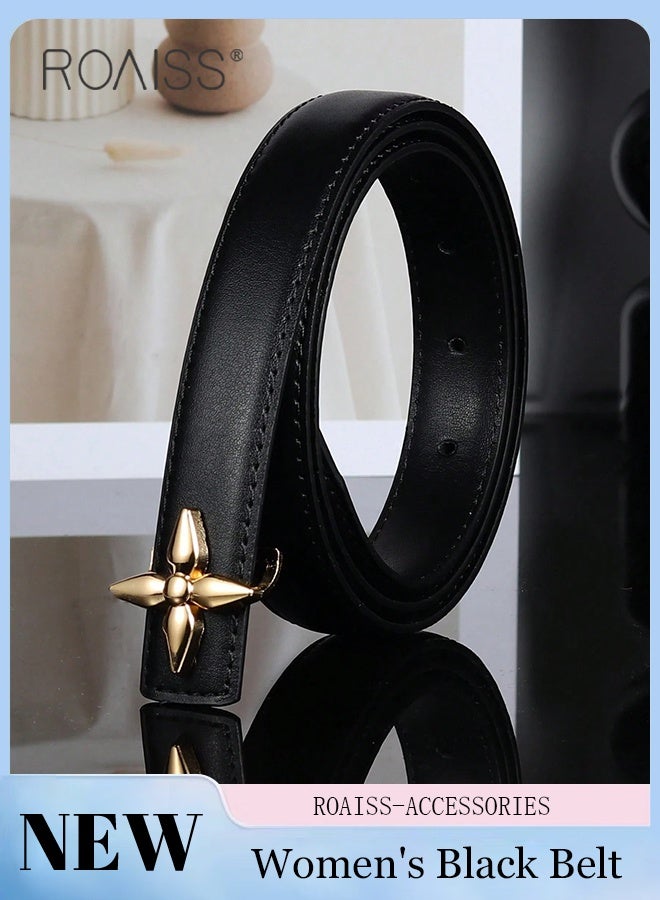 roaiss Women's Gold Buckle Belt, Simple Decorative Belt Can be Matched with Jeans, Dresses, Casual Wear and Street Wear, Suitable for Daily Commuting, Parties, Weddings Versatile Accessories - Image 1