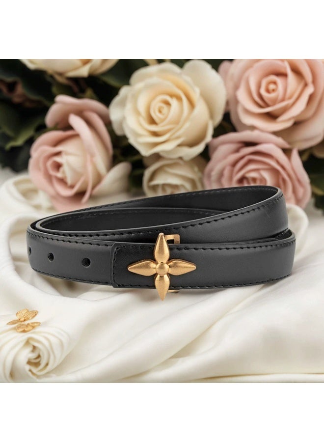 roaiss Women's Gold Buckle Belt, Simple Decorative Belt Can be Matched with Jeans, Dresses, Casual Wear and Street Wear, Suitable for Daily Commuting, Parties, Weddings Versatile Accessories - Image 2
