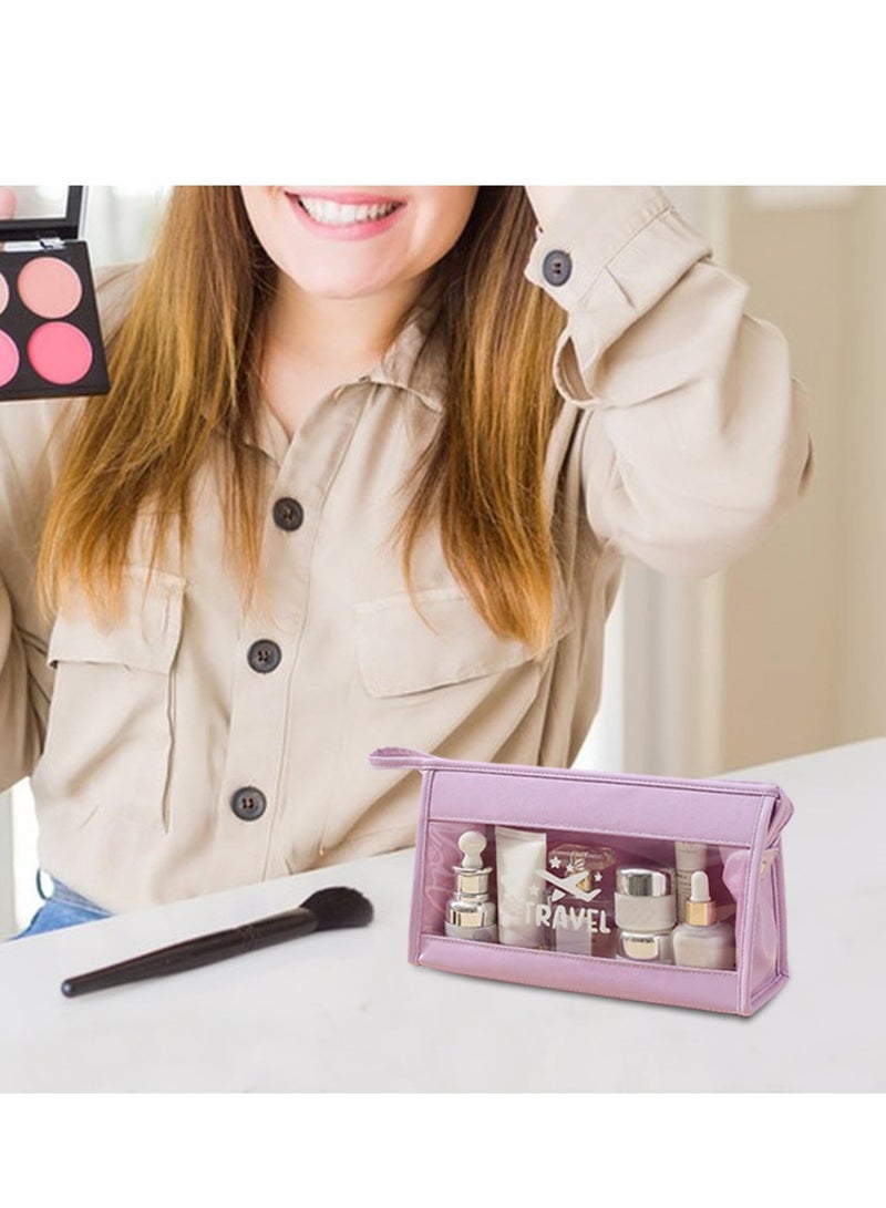 SOLARAE Transparent PVC Makeup Bags | Clear Toiletry Bag Set | 2 Pcs Wet/Dry Separation Cosmetic Bags | Travel-Friendly Makeup Organizer | Waterproof and Sturdy Design | Perfect for Travel and Daily Use - Image 4