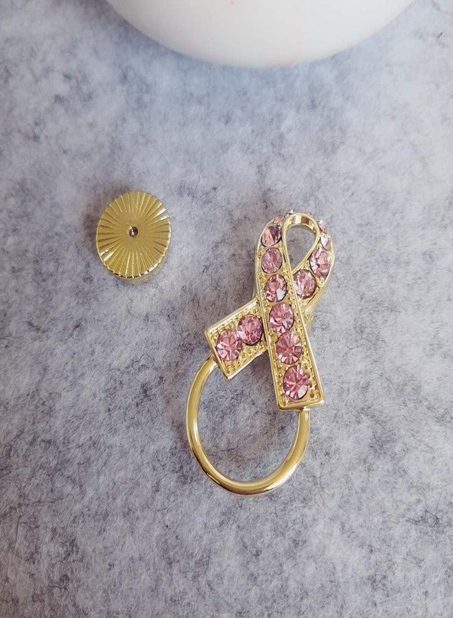 نوماندا حامل نظارات مغناطيسي من نوماندا، شريط كريستالي وردي للتوعية بسرطان الثدي، بروش مغناطيسي آمن (ذهبي) - Image 2