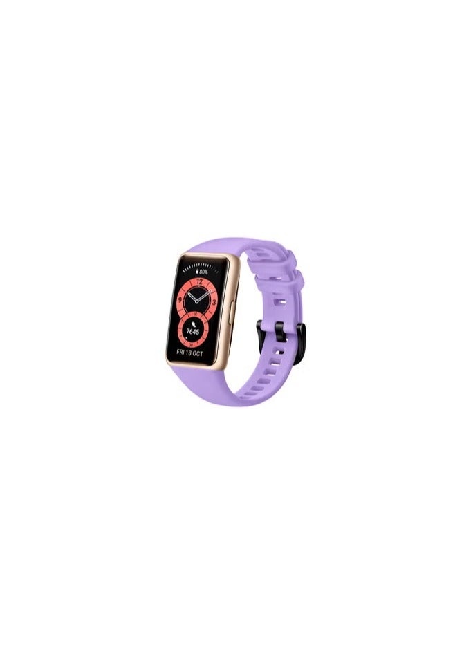 CATANES Huawei Band 6 / Honor Band 6 Fitness Tracker Replacement Silicone Band Adjustable Waterproof Smart Watch Strap with Buckle Light Purple - Image 2